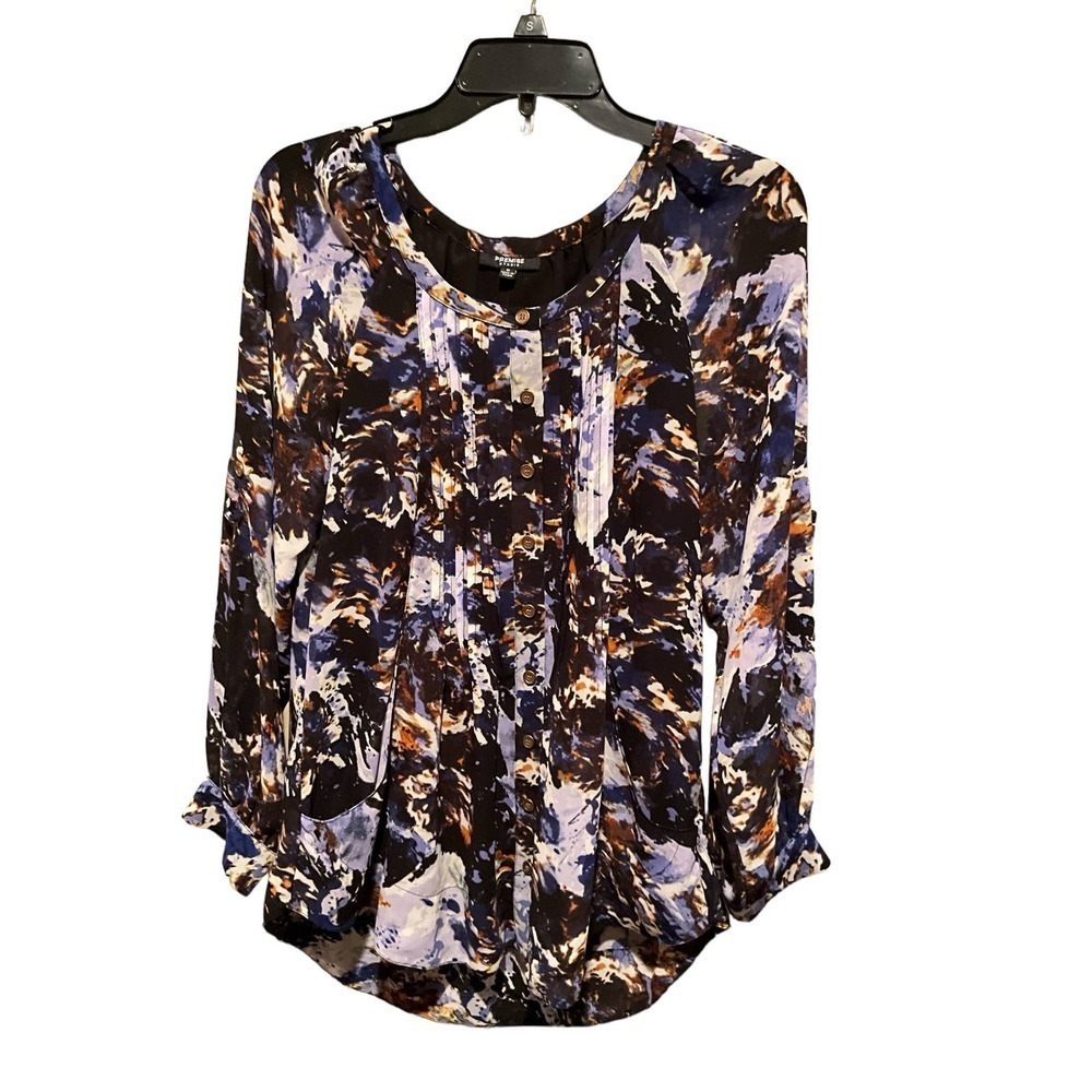 Premise Blouse Top Women's Size‎ M Multicolor Long Sleeve Button 100% Polyester